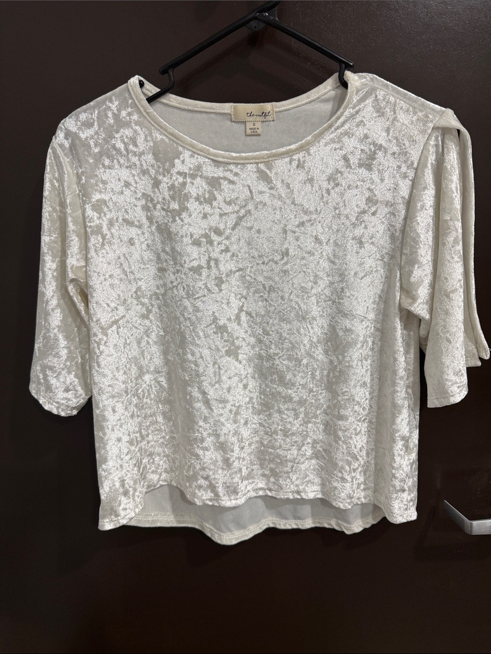 Crushed Velvet Short Sleeve Tee in Ivory by A New Day